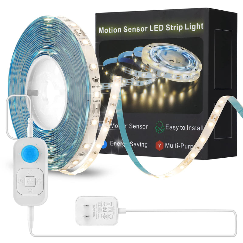 Motion Sensor LED Strip Light - Cabinet Strip Lights with 24W Plug, Dimmer, and Timing, 16.4ft for Under Cabinet, Kitchen, 3000K WarmWhite Warm White 16.4ft 2pack