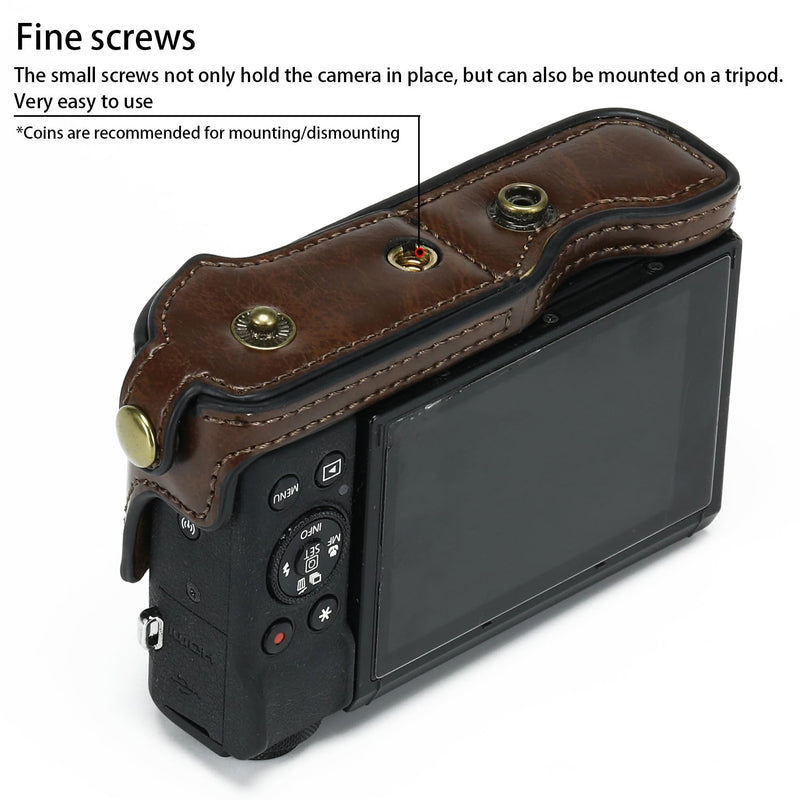 Camera Case for Canon PowerShot G7X Mark III and Mark II, Coffee | PU Leather; Custom Fit; Scratch & Impact Protection; Easy Battery & SD Card Access; Non-Slip Grip; Tripod Ready Coffce
