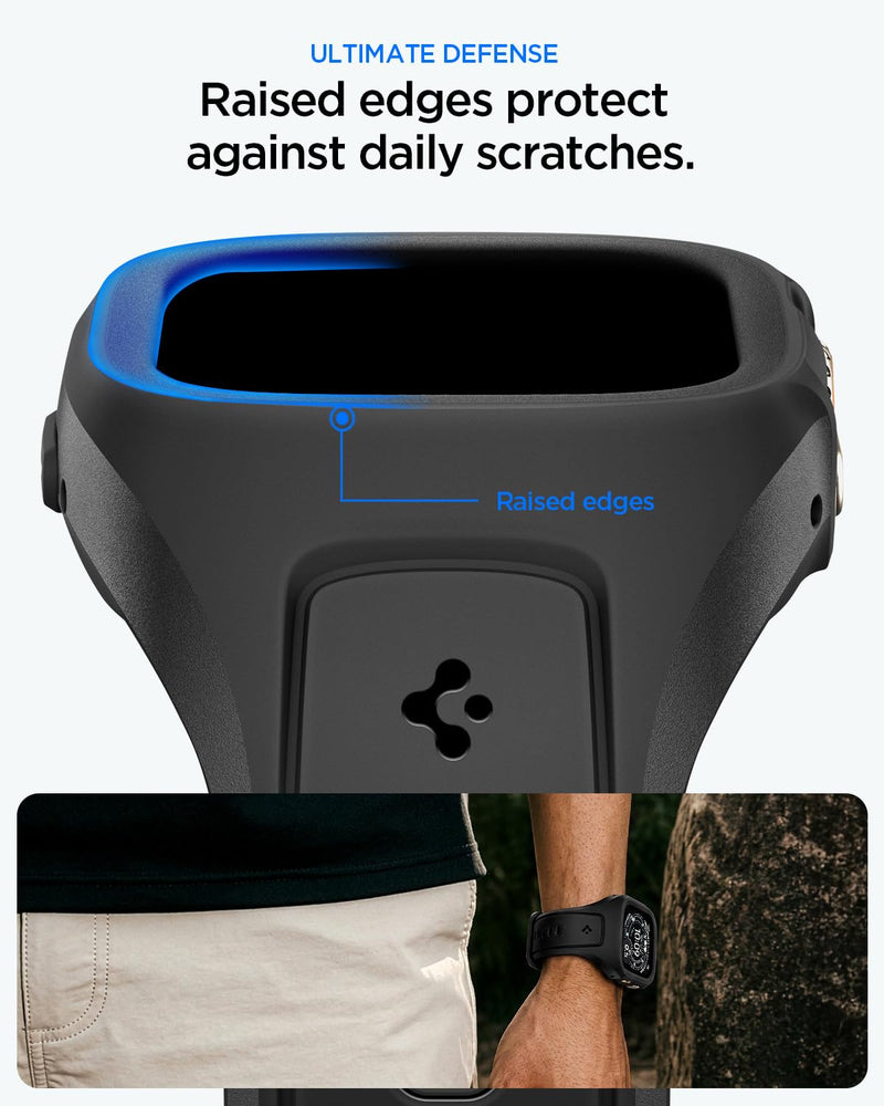 Spigen for Apple Watch Ultra 3/2/1 49mm, Series 11/10 46mm Band with Case | Liquid Air Pro Secure Fit Durable Breathable Water-Resistant Sport Protective Cover Strap Black Apple Watch Ultra 49mm