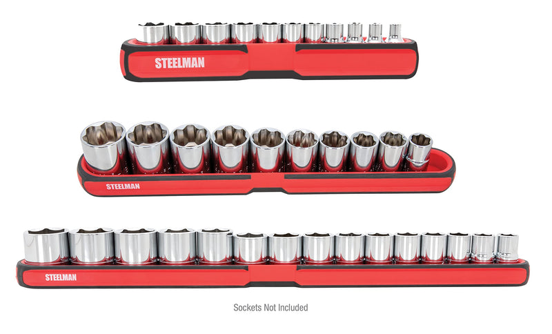 Steelman 3-Piece Magnetic Socket Storage and Parts Accessory Tray Set, Small (6-Inch), Medium (12-Inch), and Large (18-Inch) (75108) 3-pcs Small(6-Inch) Medium(12-Inch) Large(18-Inch)