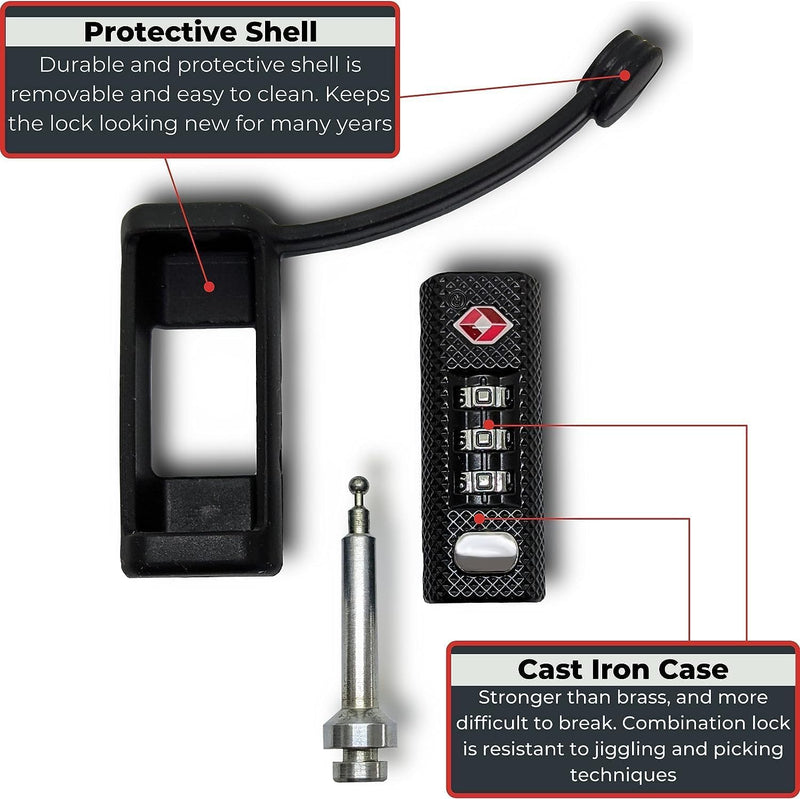 Cut-Resistant Gun Case Lock, TSA Approved Anti-Theft Single Shaft Padlock Black 2 Pack