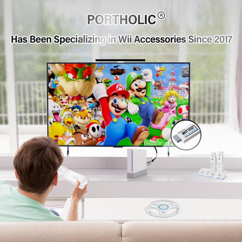 PORTHOLIC Sensor Bar for Wii, Replacement Wired Infrared Ray Sensor Bar for Nintendo Wii and Wii U Console, includes Clear Stand