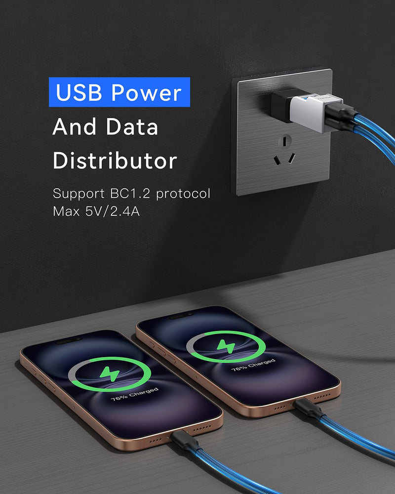 Mini USB Hub 3-Port USB Splitter 1 in 3 Out, USB Expander Adapter with USBA 3.0 Data Transfer Port, 2 USB 2.0 Ports Hub, USB Dongle for PC, Laptops, Keyborad, Mobile Hard Disk and More(White) White