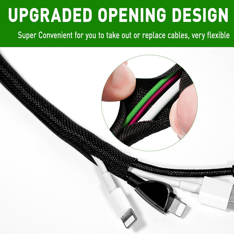 Heat Resistant Wire Loom Automotive Cable Management Sleeves 35ft-1/2inch Split Wiring Loom Harness Wire Organizer, High-Temperature Heavy Duty Auto Wrap Cord Protectors from Pets No Chew, Black 1/2"-35Feet