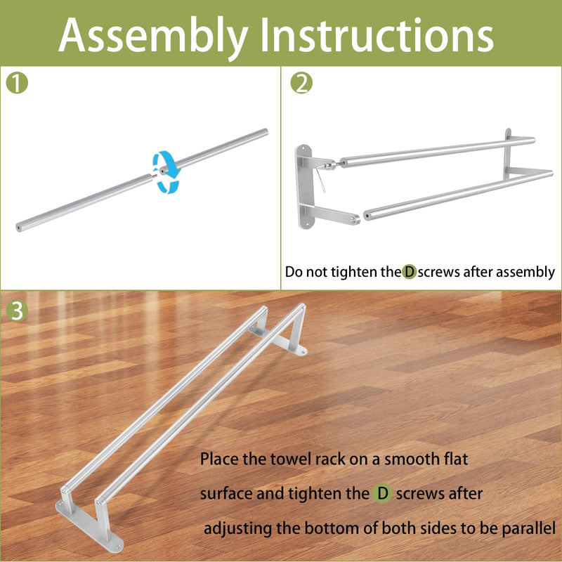 Towel Rack for Bathroom, Double Towel Bar 24Inch, Stainless Steel Bathroom Towel Holder, Double Towel Hanger Wall Mounted Towel Rod, Bathroom Towel Rack(Brushed Nickel) Brushed Nickel 24 Inch