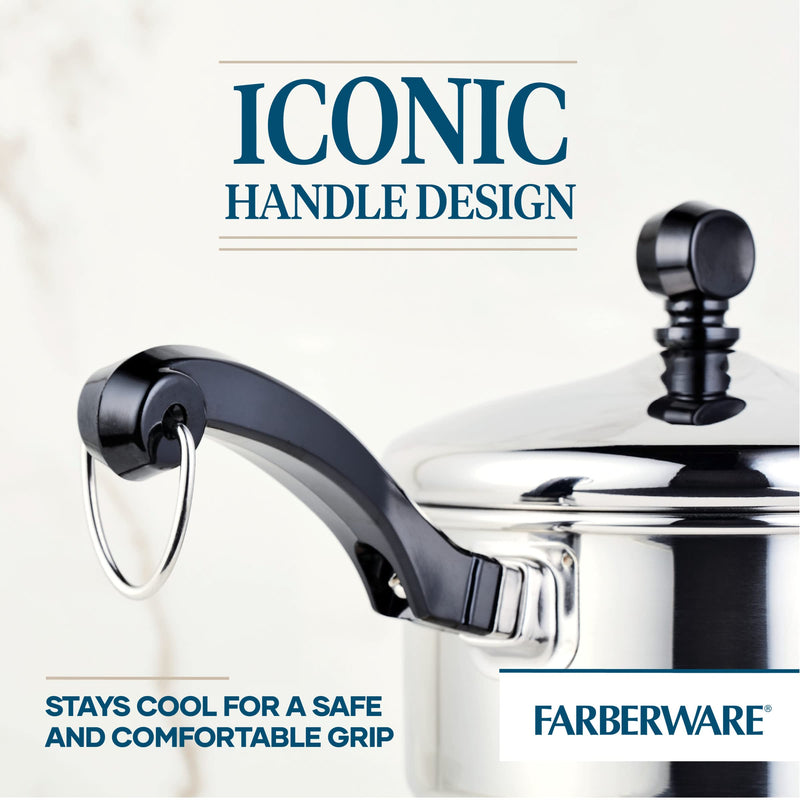 Farberware Classic Series Stainless Steel Sauce Pan with Lid, 1-Quart, Sauce Pans, Silver Saucepan (1 Quart)