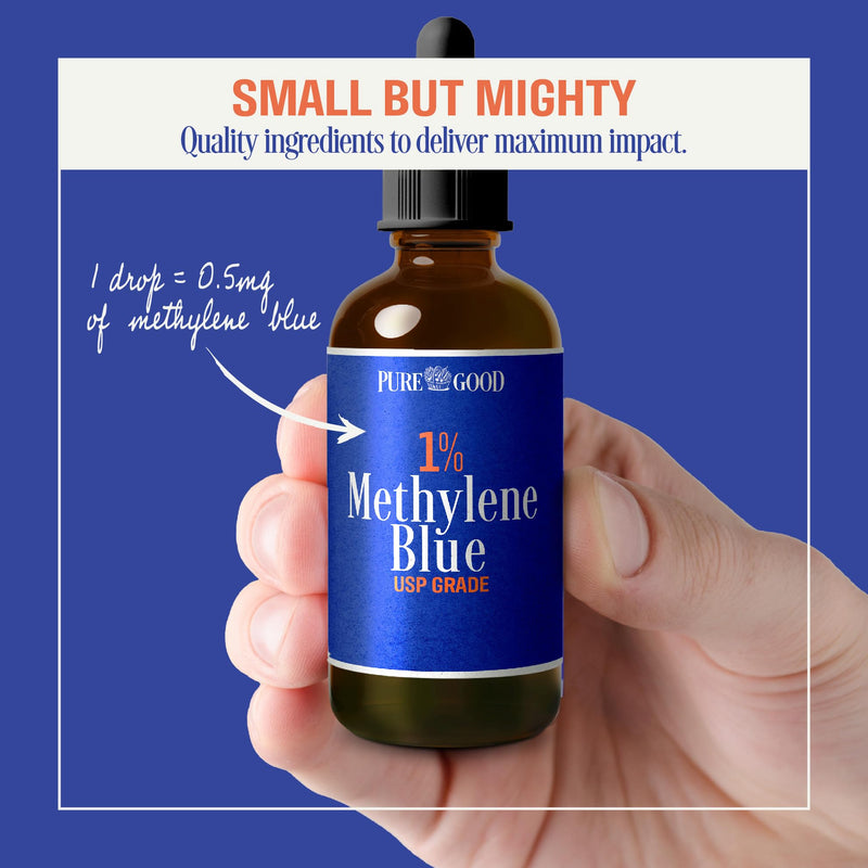 Methylene Blue 1% Liquid – 10 mg per 1 mL Serving – 60mL (2.03 fl oz) – About 60 Servings per Bottle (3 Pack) – Third-Party Tested – Amber Glass Bottle