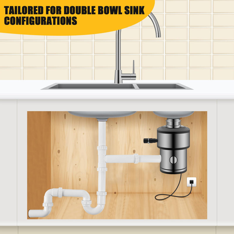 Saillong 27 Pcs Garbage Disposal Installation Kit Complete Kitchen Sink Drain Pipe Kit for Double Bowl Sink, 1-1/2" Plumbing, Simple Install, Leak Proof (Set A)