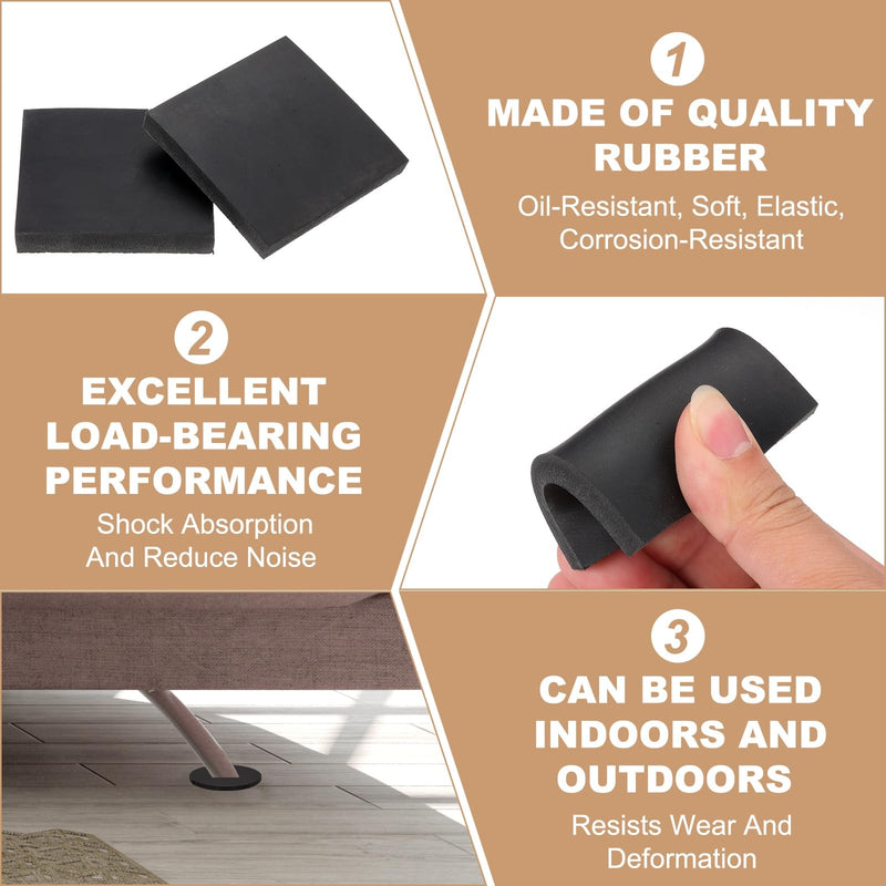PATIKIL Rubber Solid Anti-Vibration Pads, 4 Pcs 60mm x 40mm Thick Rubber Square Washers Multi-Purpose Gasket Pad Bushings Spacer for HVAC Compressor Air Conditioner, Black