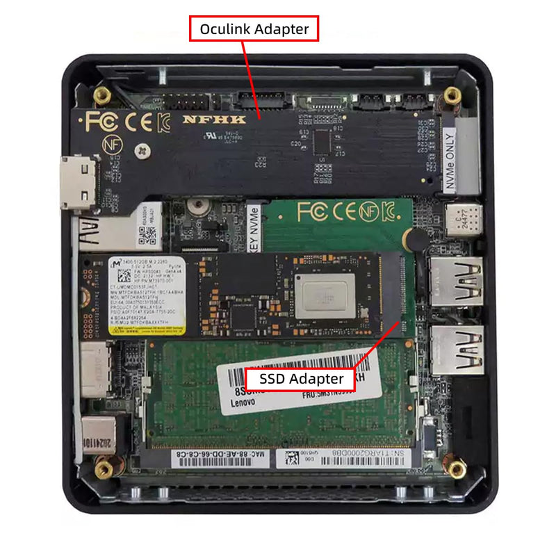 2280 PCI-E 5.0 4.0 M.2 M-Key NVME to Oculink SFF-8612 SFF-8611 & SSD Host Adapter with for NUC15 Pro Mini PC Computer Slim Type NUC15CRK Slim Type NUC15CRK Kit
