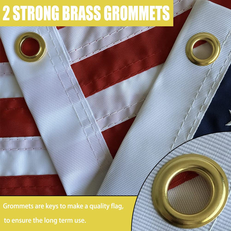 Embroidered Stars American Boat Flag 12.5 x 18 Inch - Heavy Duty Nylon Sewn Stripes US Pontoon Boat Marine Flags Banner with 2 Brass Grommets UV Fade Resistant US Boat Flag