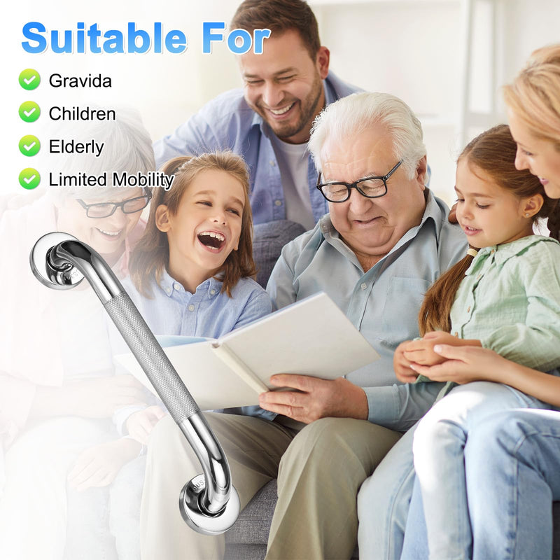 2-Pack 12 Inch Anti Slip Grab Bars for Bathtubs and Showers, Stainless Steel Safety Shower Handle for Bathroom/Toilet/Seniors/Elderly Assist Bath Handle [Chrome] Chrome
