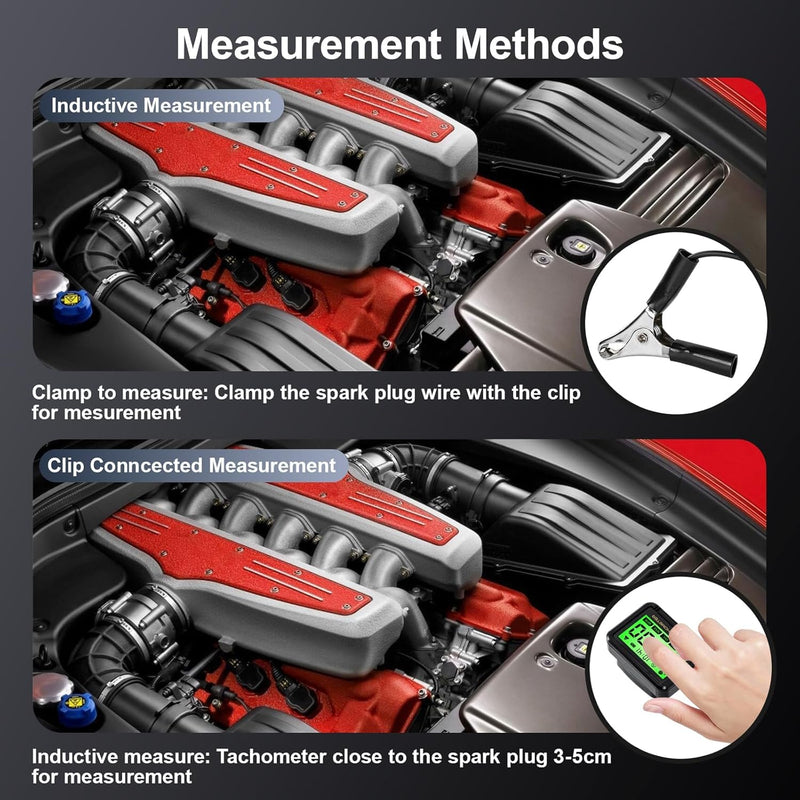 Small Engine Tachometer, Tachometer for Small Engines,Digital Tachometer, Motorcycle, Chainsaw, Lawn Mower, Snowmobile, Kart, Marine, ATV, Boat - RPM Meter and Hour Gauge