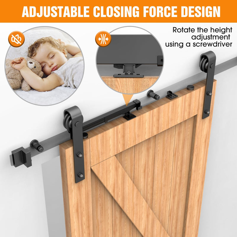 Barn Door Soft Close Kit,Matching 88-132 Pounds Single Door,Barn Door Buffer Damper Stopper is Suitable for Most Flat Track Sliding Door Systems,Upgrade Hole-Free Version, 4PCS Black 4Pcs