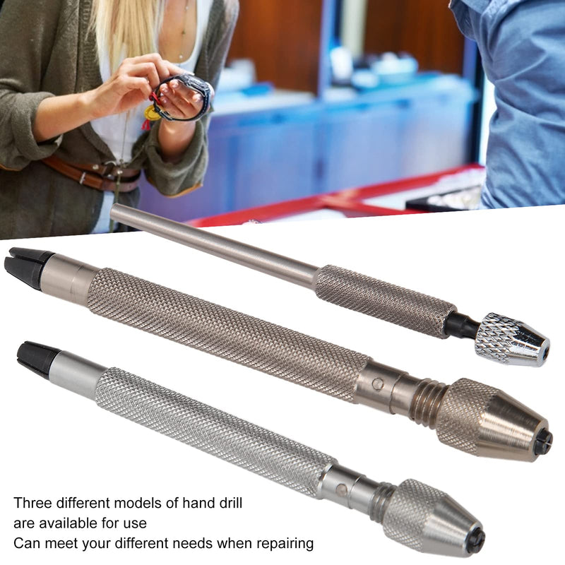 Watch Repair Tool, 3pcs Pin Vise Hand Drill Set Watches Hand Pin Vises Metal Hands Drill Watch Repairing Tool Accessory for Watchmakers Drilling Tool Model Making Precision Pin
