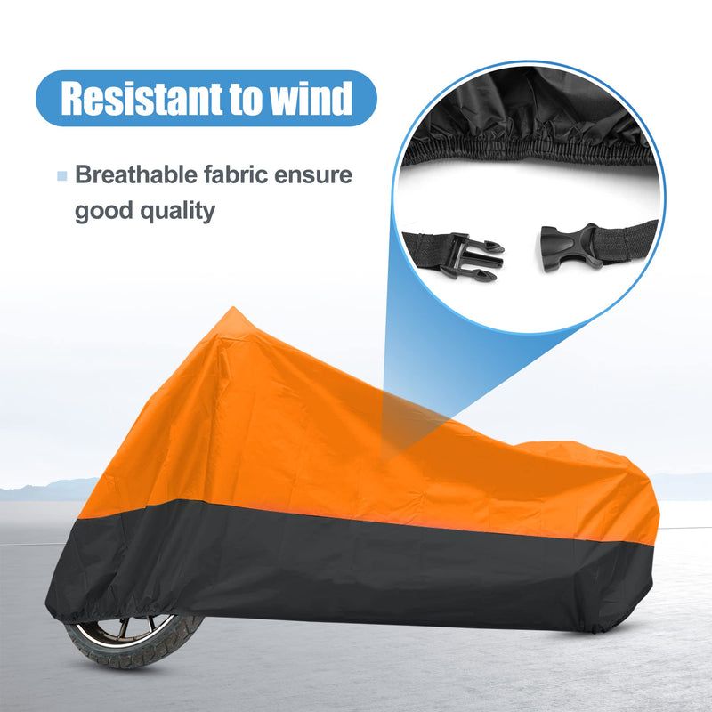 uxcell Motorcycle Cover Rain Dust Protector XXL for Harley Davidson Cruiser Sportster Fatboy Softail Dyna Super Glide Orange Black