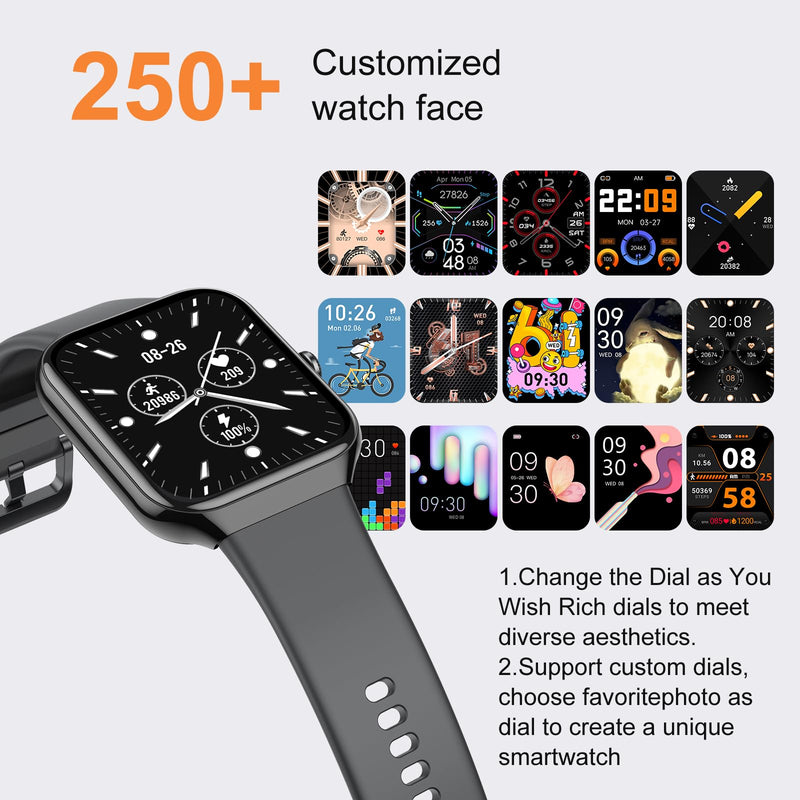 Smart Watch for Men Women (Answer/Make Call), Fitness Watch with Heart Rate/Sleep Monitor/Pedometer/Calories,2026 New Smartwatch IP68 Waterproof,113+ Sports Modes, Activity Tracker for Android iOS Pitch black