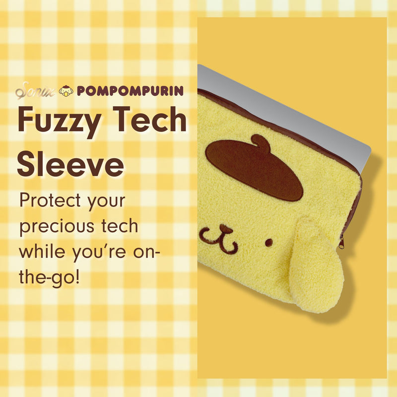 Sonix x Sanrio Plush Tech Sleeve | 14 inch Fuzzy Laptop and Tablet Carrying Case Cover, Protective Travel Bag | Yellow - 13" - 14" | Pompompurin