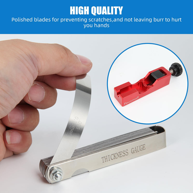 Spark Plug Gap Tool, Spark Plug Gapping Tool with 32 Blade Steel Feeler Gauge, Universal Spark Plug Gap Tool for Most 10mm 12mm 14mm 16mm Spark Plugs (Red) Red