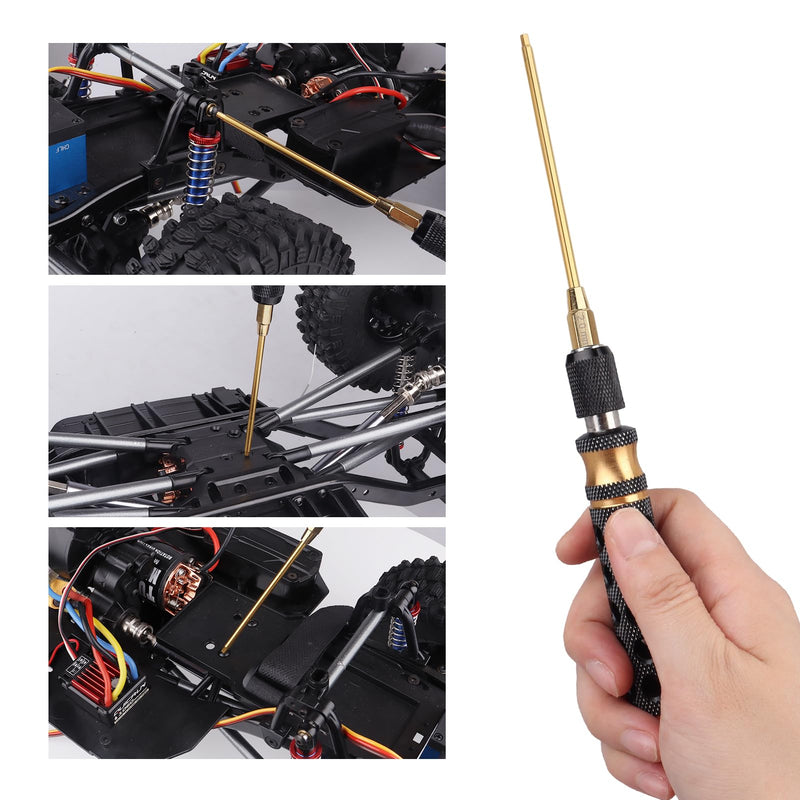 HobbyPark 6 in 1 RC Hex Driver Screwdriver Set 1.5mm 2.0mm 2.5mm 3.0mm & Hex Nut Driver & Phillips Bit and Wheel Wrench for RC Car Hobby Tool Kit