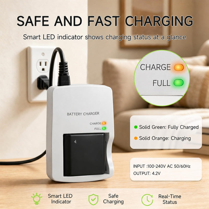 CB-2LYE Charger Replacement for NB-6L Canon PowerShot SX510 S120 S95 SX500 | for CB-2LY & NB-6LH, SX510 HS, S95, SX500 is, Camera Battery Charger for SX260 HS, S90, D30, D20, SD1300 is