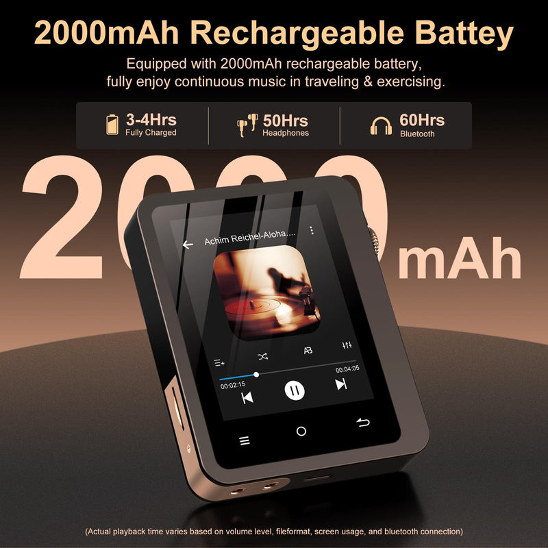 HiFi MP3 Player with Bluetooth 5.3, Lossless DSD High-Resolution Digital Audio Music Player, Portable DAC FLAC Audio Player, 192Khz/24bit, 2.8" Touchscreen & Leather Case Black