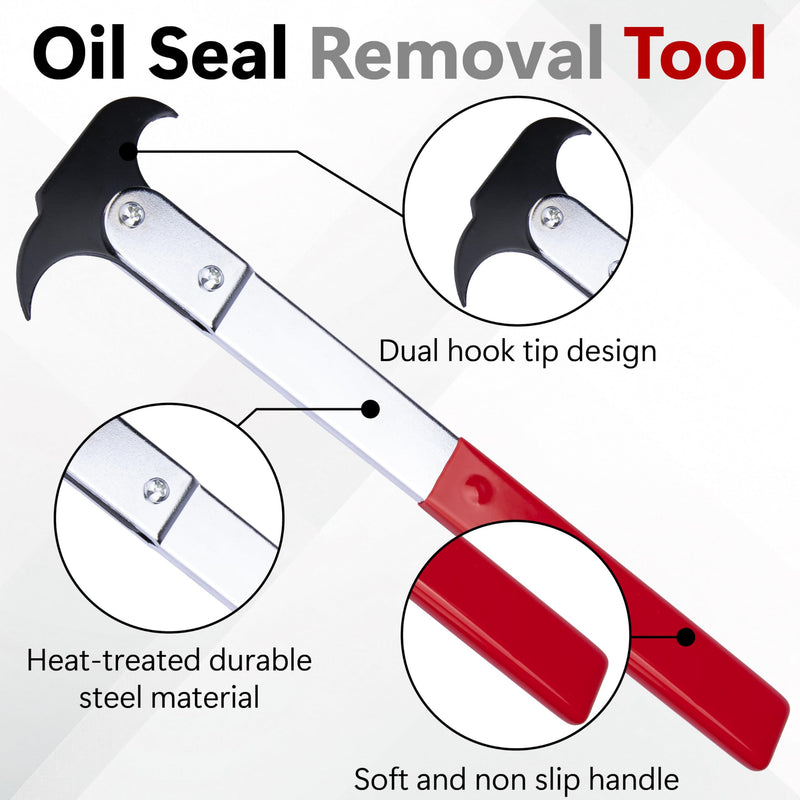 Seal Puller Tool, Oil Seal Removal Tool with Dual Hook, Universal Wheel Seal Twister Puller, Heavy Duty Seal Puller and Installer Kit for Oil and Grease Seals Removal