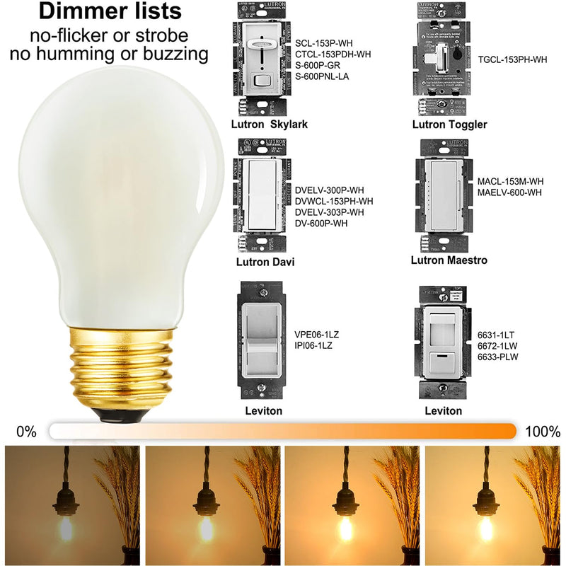 E26 Edison Bulb 6W=60 watt Light Bulb Frosted Dimmable Warm White 2700K Edison Light Bulb 60 Watt AC120V A15 led Bulb for Ceiling Fan,Vanity,Refrigerator,Wall scones 600lm E26 Light Bulb 6Pack 6w=60w 2700k Warm White