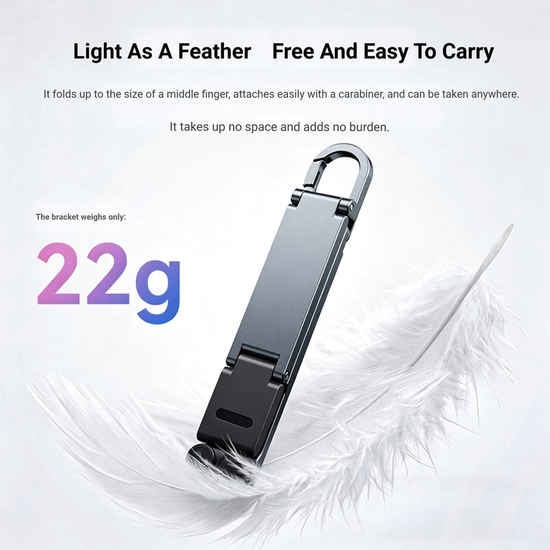 Aluminum Alloy Mini Desktop Cell Phone Holder,Foldable Keychain Phone Holder Portable Hands-Free Travel Phone Holder, Adjustable Angle Vertical and Horizontal,For All Phones,Offices,Travel (Orange) Orange