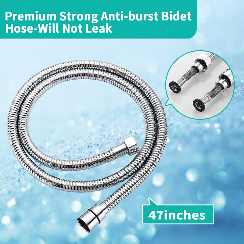 BARROCK Handheld Bidet Sprayer Combo Set for Toilet, Portable Bathroom Bidet Seat Attachment, 2 Way Installation Hang or Wall-Mount Shattaf Kit for Women with Brass T-Valve Explosion-Proof Hose Chrome