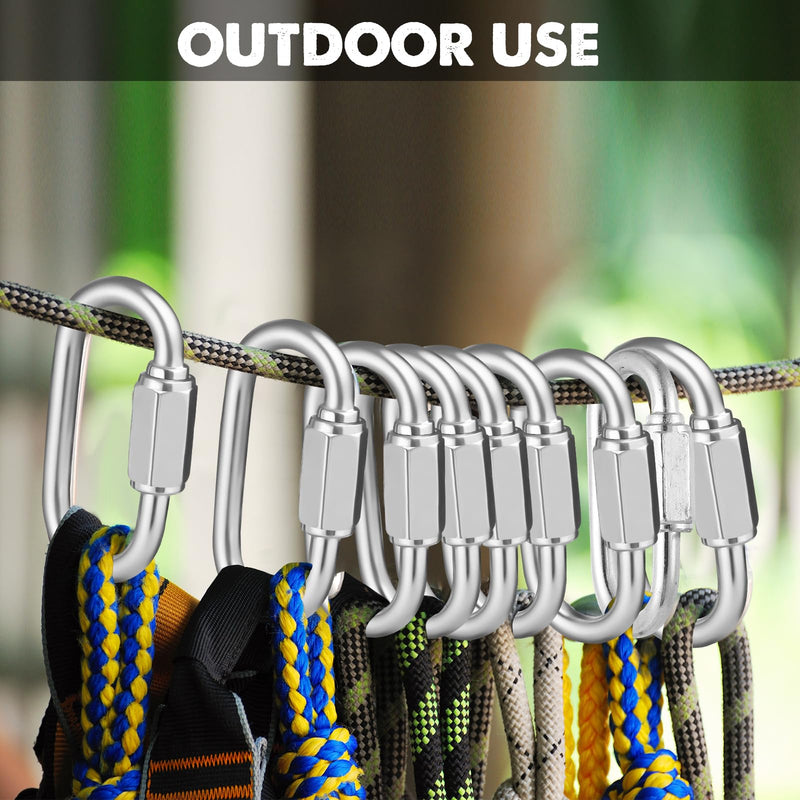 Zonon 100 Pcs Quick Chain Link Heavy Duty Quick D Shape Link Galvanized Chain Connector Link for Safety Chains Hammock Gym Outdoor Traveling Equipment M3.5 Style