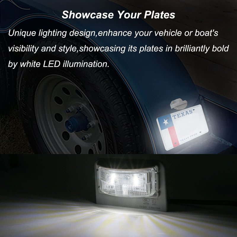 LED License Plate Light for Trailer RVs Trucks Boat UTV ATV Lorry 12V 24V White Number Plate Lamp Trailer Light Waterproof License Tag Lights LED License Plate Light Only