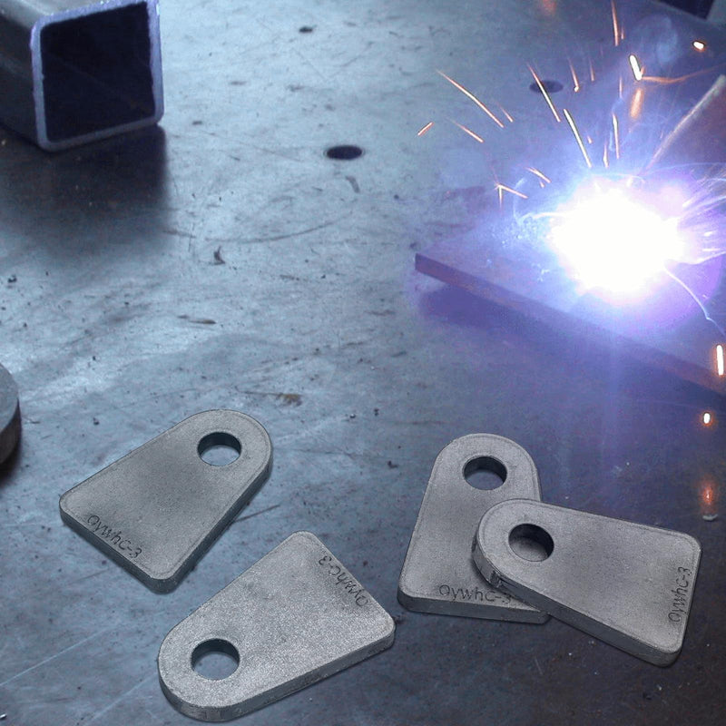 Weld on Tabs, Steel shock mount Weld Tab, Universal Weld on Tabs Flat Bottom Mount with a 1/2" Hole.2-1/2" Height, 1-3/4" Wide, 1/4" Thick Pack Of 4 Tabs Steel Mounting Bracket OywhC-3 Flat Mount-Big 1/4" Thick