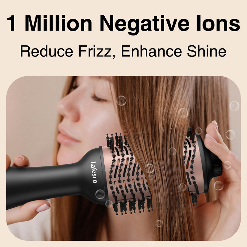 Hair Dryer Brush, One-Step Hot Air Brush | Ionic Ceramic Oval Barrel (60mm) | Negative Ion Anti-Frizz | Smooth, Shiny Salon-Style Blowout | Blow Dryer & Styler Volumizer with Protective Cover