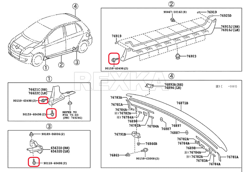 Rexka 30pcs Bumper Cover Splash Shield Mud Guard Screw Bolt for Toyota Lexus 90159-60498 RAV4 Avalon Camry Highlander Prius ES300h GS350