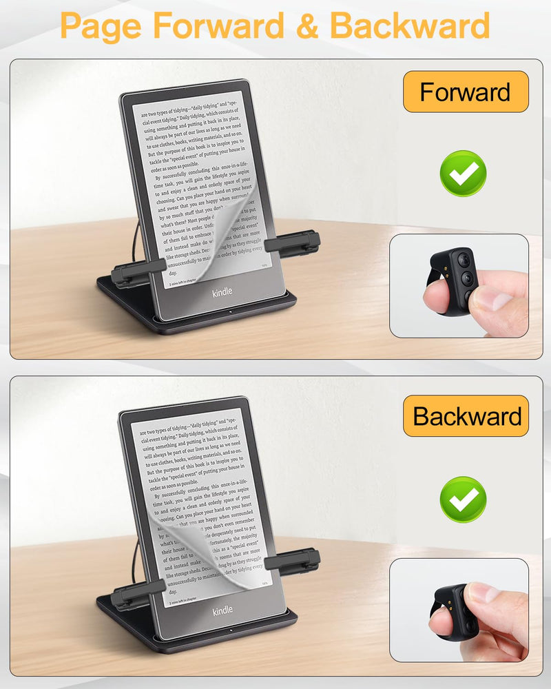 ADZERD Remote Page Turner for Kindle Paperwhite Oasis, Forward & Backward Page Turner Clicker for iPad eBook Reading in Bed, Camera Video Shooting Remote Control for iOS and Android Devices