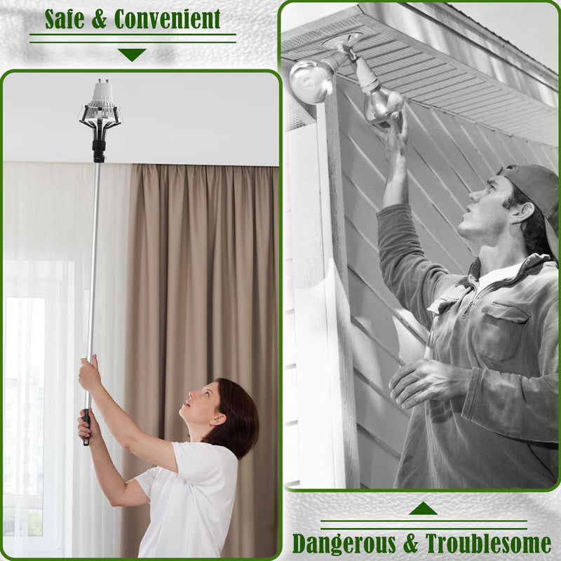 12FT Light Bulb Changer for High Ceilings - 2PCS Baskets and Suction Cup Light Bulb Pole Changer for Household and Camping