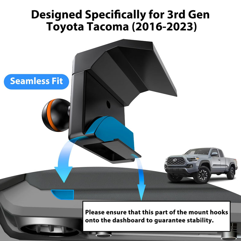 Phone Mount for Toyota Tacoma 2016-2023 | Fit 3rd Gen Tacoma, Magnetic Dashboard Phone Holder, 360° Adjustable, Metal Material