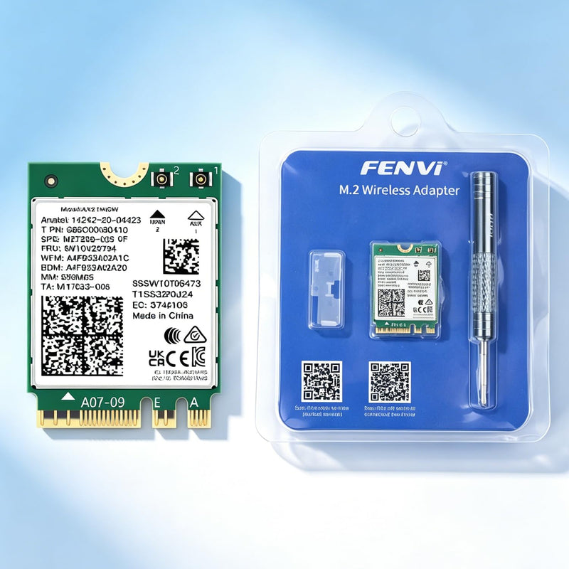 WiFi 6E AX210NGW M.2 Card, 6GHz Low Latency Gaming Streaming, Windows 10/11 | NGFF M.2 Key A+E, Up to 5400Mbps Ultra-Fast, Tri-Band 2400/2400/574Mbps, Bluetooth 5.4, WPA3, Easy Setup for Laptop Upgrade