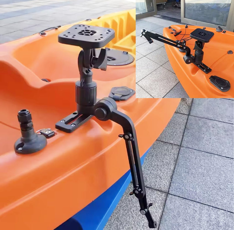 Lixada Universal Kayak Fish Finder Mount, Boat Transducer Mounting Arm with Telescoping 360° Swivel, Portable Fish Finder Mount Base Adapter for Marine Electronics