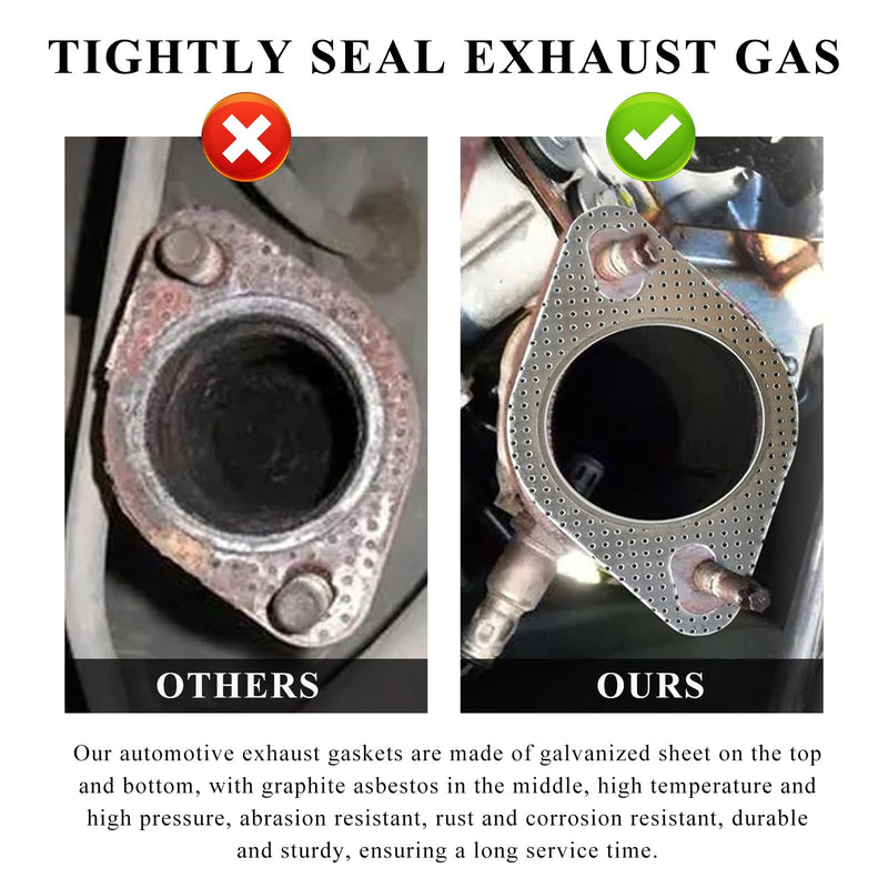 2 PCS Car Exhaust Gasket, 2.0"×3.4" Stainless Steel High-Temp Resistant Exhaust Gasket Replacement, 2-Bolt Standard Oval Exhaust Flange Gasket for Axleback, Car Accessories (2 Inch) 2 Inch