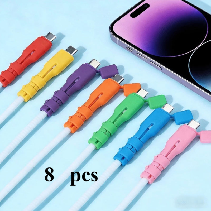 8 Pack Charger Cable Protectors, USB Cable Saver Covers, Anti-Break Cord Protectors for Charging Cables, Earphones & Phone Wires, Cable Protection Accessories