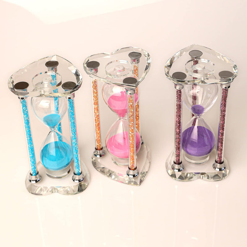 60 Minutes Sand Timers,Heart Shaped Crystal Hourglass, Sand Clock with Gift Box (Purple) Purple