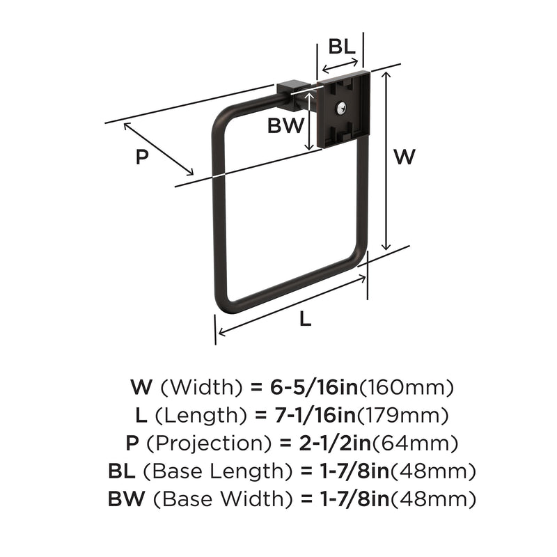 Amerock BH36072 Appoint 7-1/16" Wall Mounted Towel Ring - Oil Rubbed Bronze
