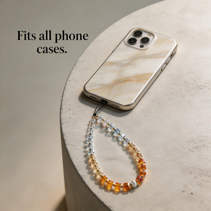 2 Pcs Phone Charm Strap Hand Wrist Strap Camera Lanyard Pearl Beaded Cute Chain String Accessories Universal for iPhone 17 Pro Max 16 15 14 for Samsung Women Girls Keychain Bag Autumn Crystal and Star