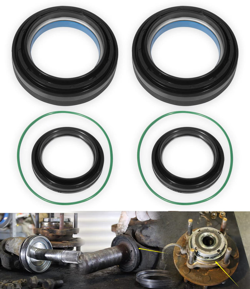 Front Axle Vaccum Knuckle & Tube Seal Kit - Fit for Ford 1998-2004 F250 F350 F450 F550 Super Duty Excursion Dana 50 60 Front Axle Knuckle Tube, Front Oil Seal Set, Replace 50491, 50381, 41784-2, 6 PCS for 1998-2004 Ford F250 F350 F450 F550