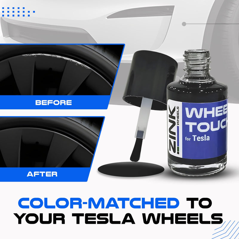 Premium Tesla Wheel Curb Rash Repair Kit for Model Y 20-inch Black Induction Rims - DIY Kit with Color-matched Touch Up Paint - Made in USA Tesla Model Y 20" Black Induction