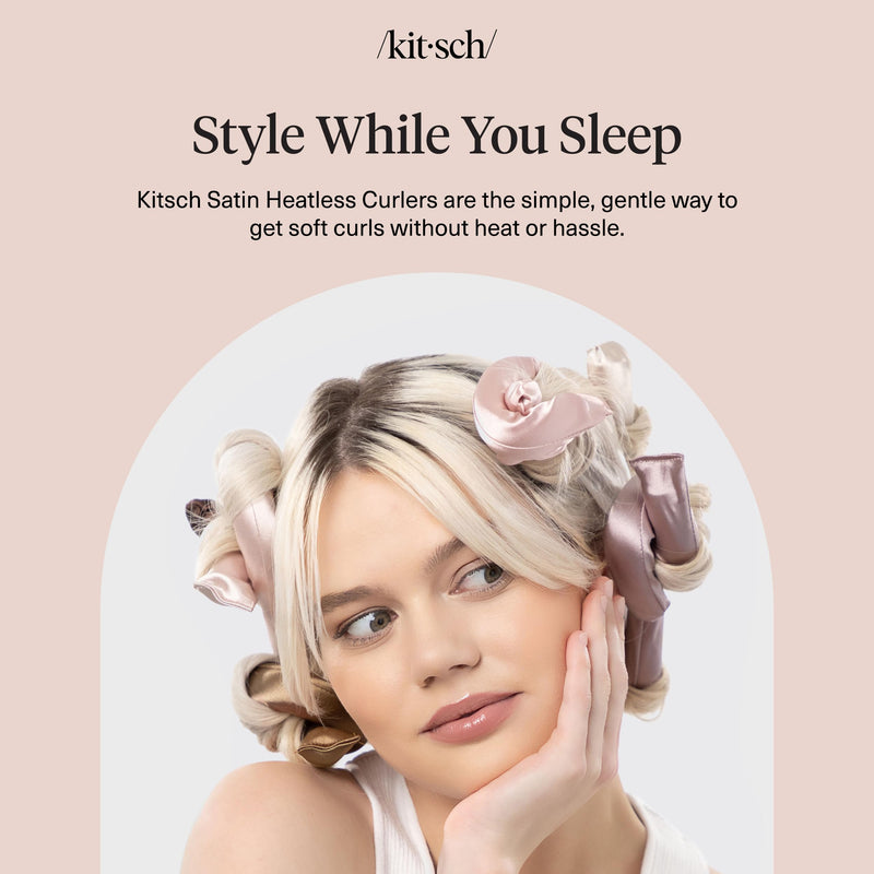 Kitsch Satin Flexi Rod Heatless Hair Curler Set 6pcs - Rosewood | Hair Rollers for Overnight Curls, Heatless Curler, Overnight Blowout Rods, Heatless Blowout Rods 6 Count (Pack of 1)