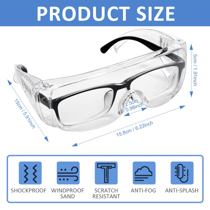 Queekay Safety Glasses over Eyeglasses Anti Dust Impact Scratch Safety Goggles for Men Women Nurses Workers Architect Lab 20