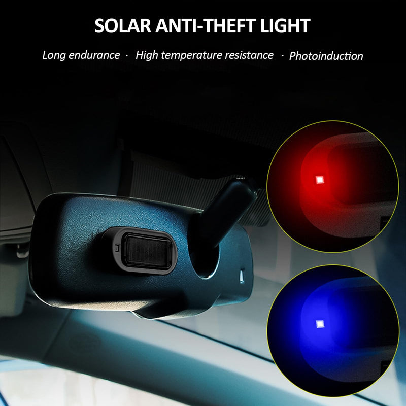Shudyear Car Solar Power Simulated Dummy Alarm, Anti-Theft LED Flashing Security Light Fake Lamp, Automotive Warning Interior Safety Lights with USB Charger Port,Car Alarm Light Fake Lamp (Red) Red